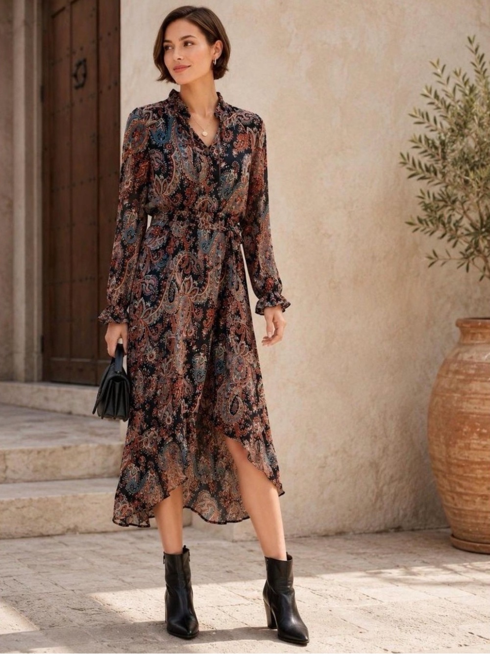 Banana Republic x Olivia Palermo Long Sleeve Maxi Dress